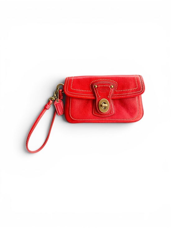 Coach Handbags - Coach Legacy Red Leather Turnlock Wristlet